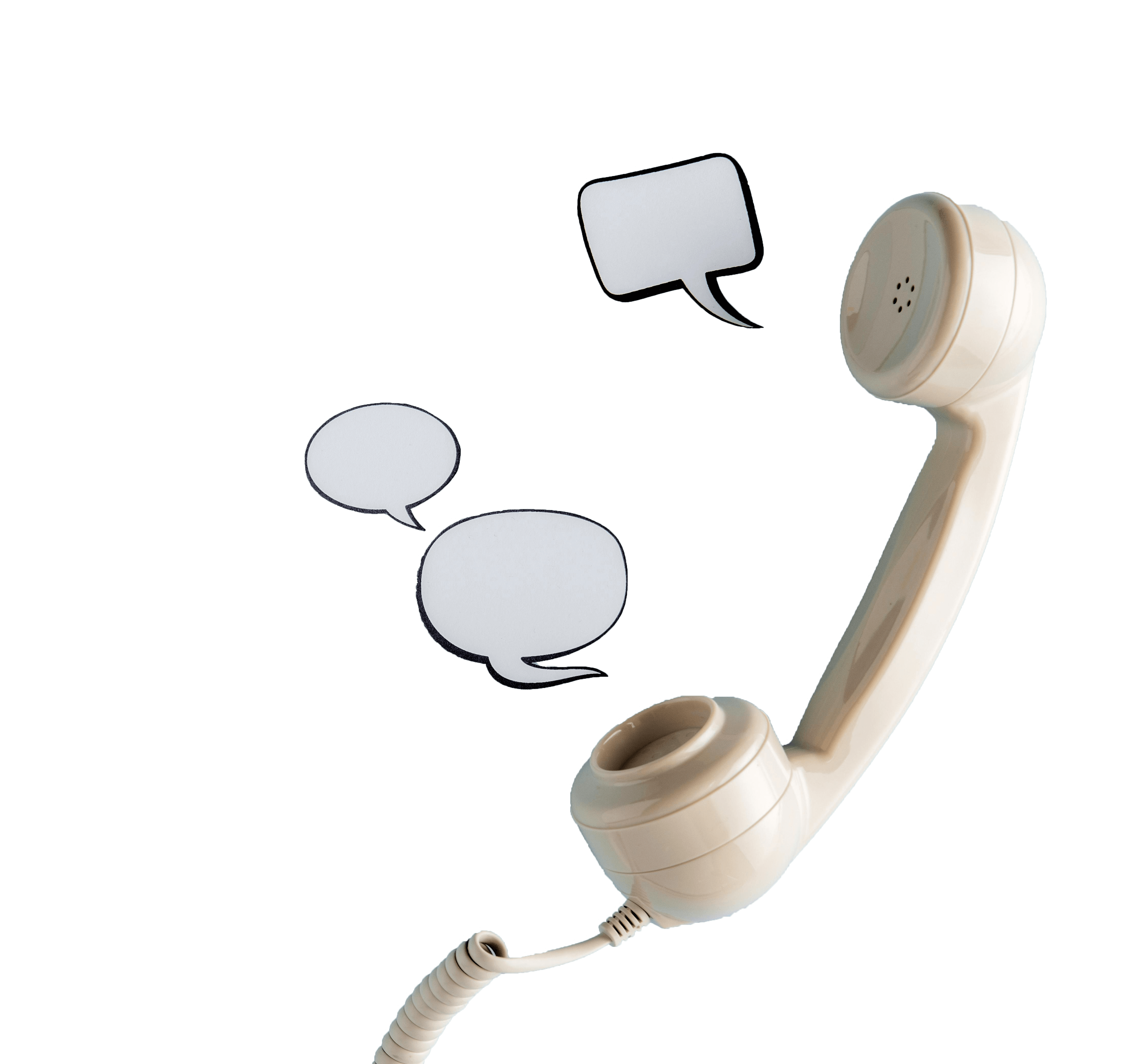 top view chat bubbles with telephone receiver copy space copy